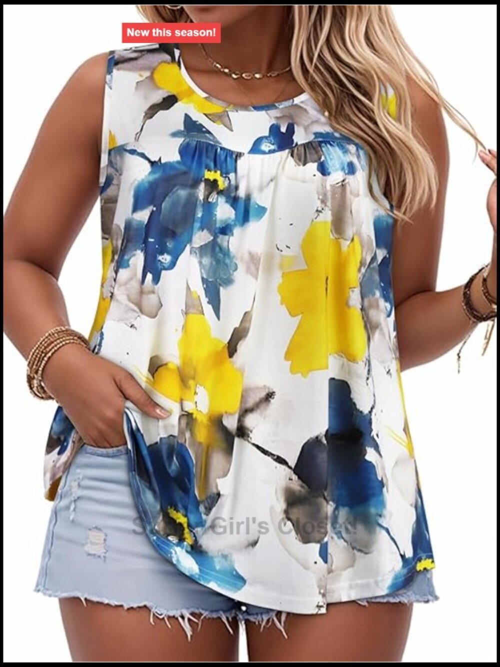Plus Size Tank Top Loose Fit Sleeveless Crewneck Tunic Tee 2026 Trendy
